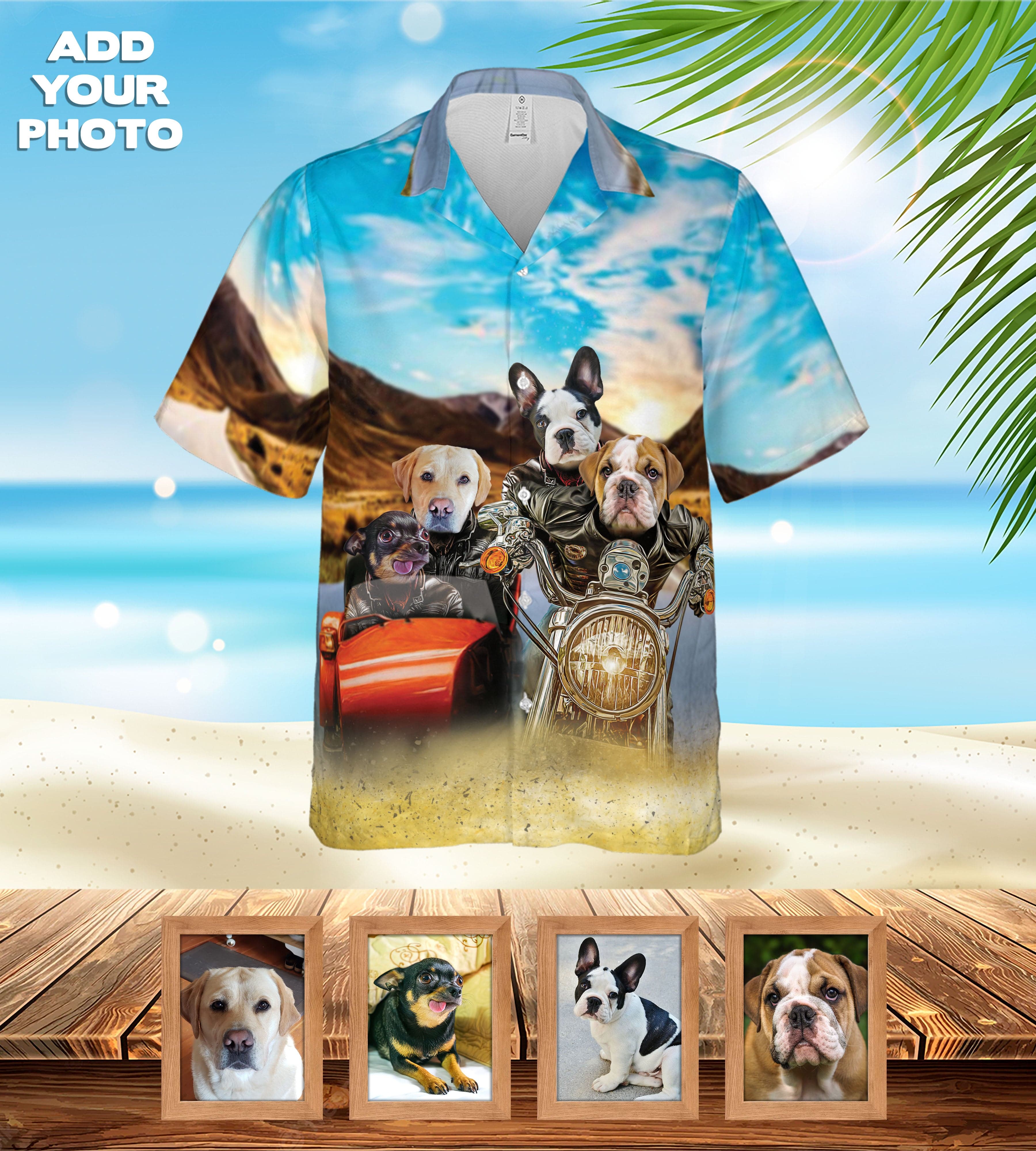 Camisa hawaiana personalizada (Harley Wooferson: 1-8 mascotas)