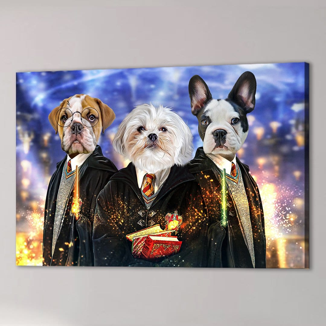 &#39;Harry Doggers 3&#39; Lienzo personalizado con 3 mascotas