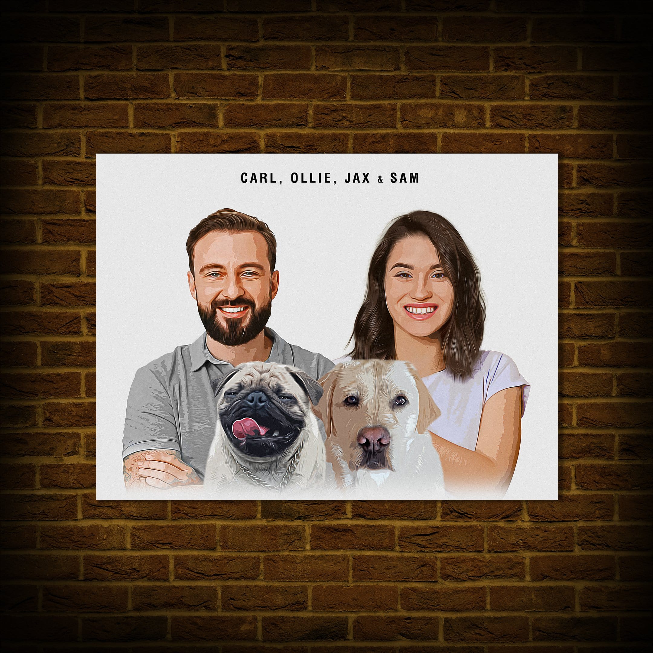 Póster Personalizado moderno para 2 mascotas y humanos