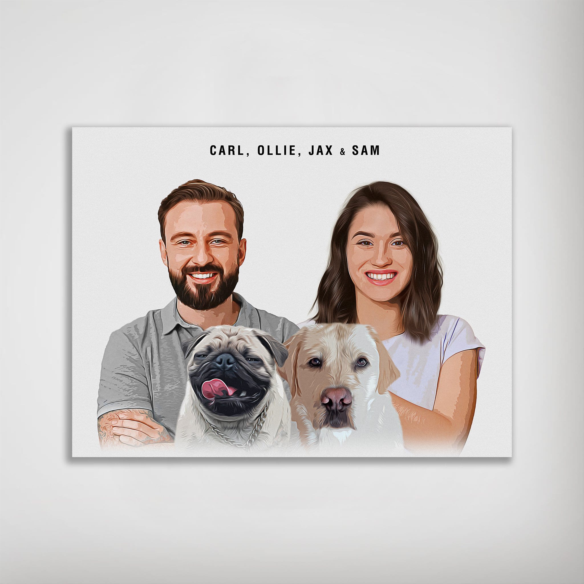 Póster Personalizado moderno para 2 mascotas y humanos