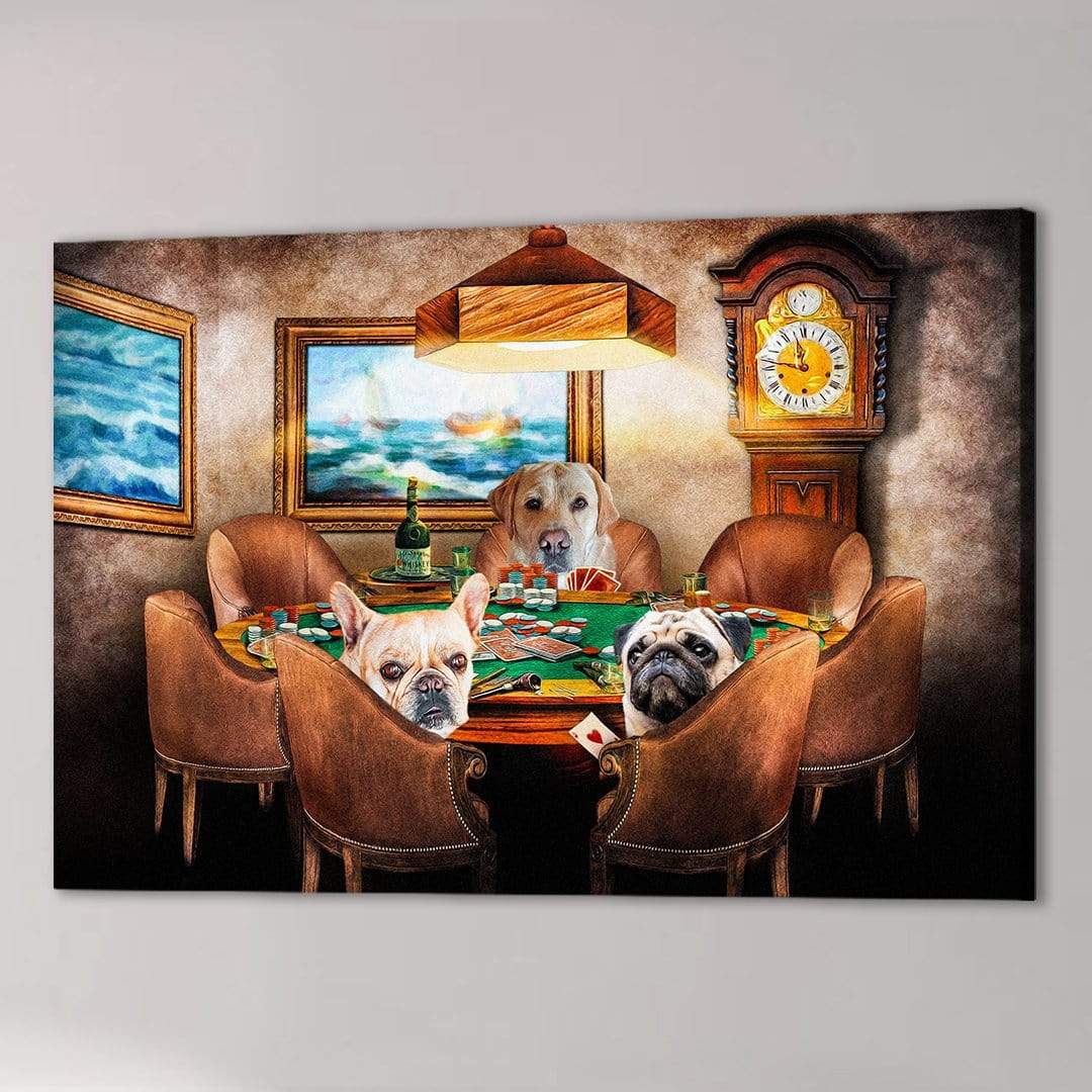 Lienzo personalizado con 3 mascotas &#39;The Poker Players&#39;