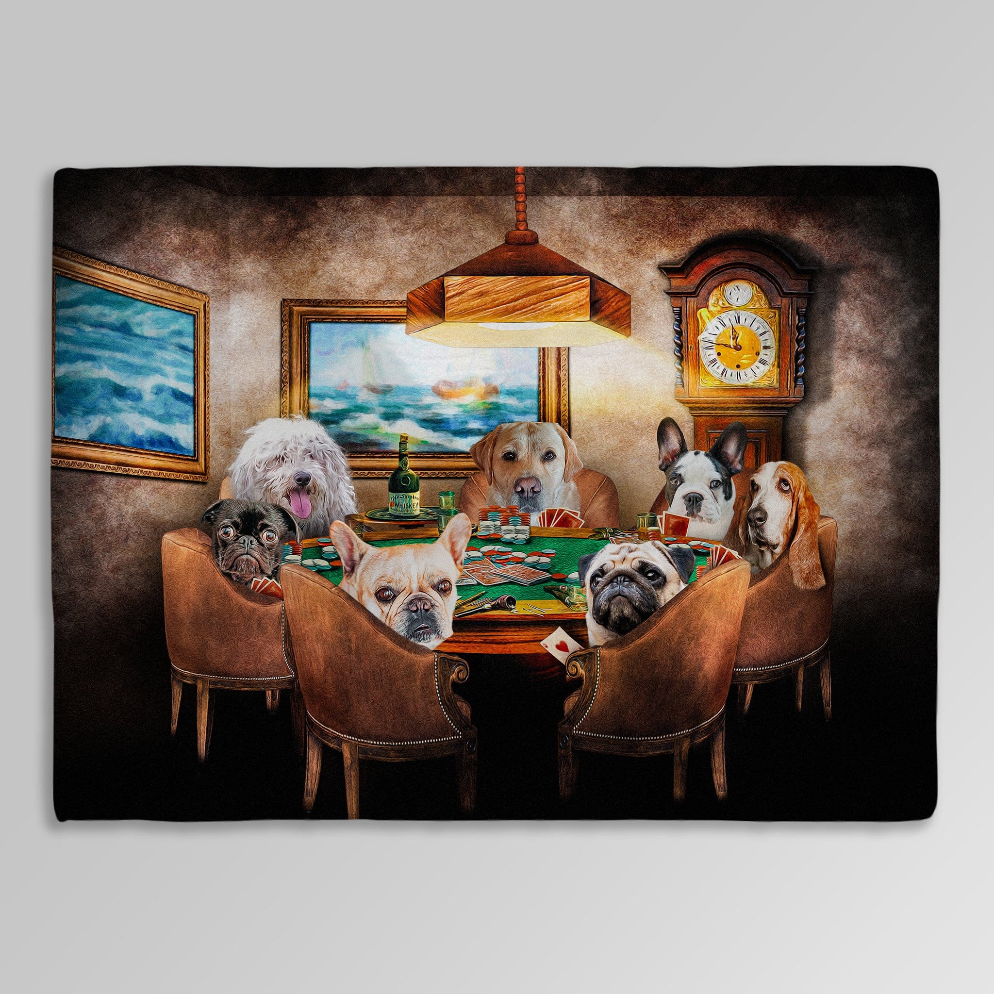 Manta personalizada para 7 mascotas &#39;The Poker Players&#39; 