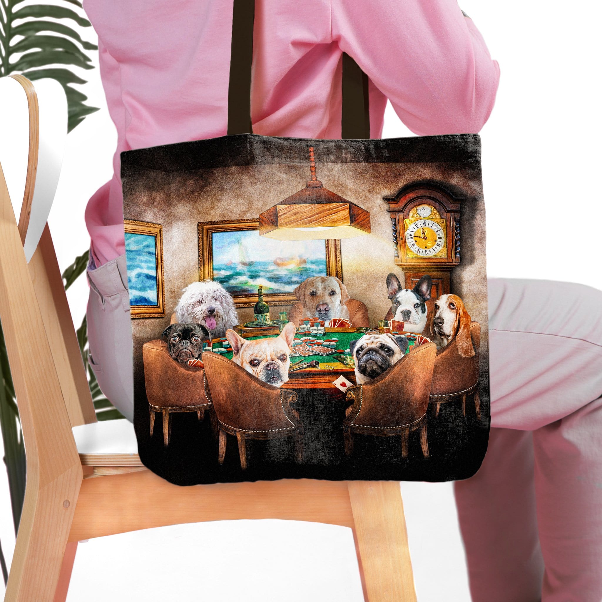 Bolsa Tote Personalizada con 7 Mascotas &#39;The Poker Players&#39;