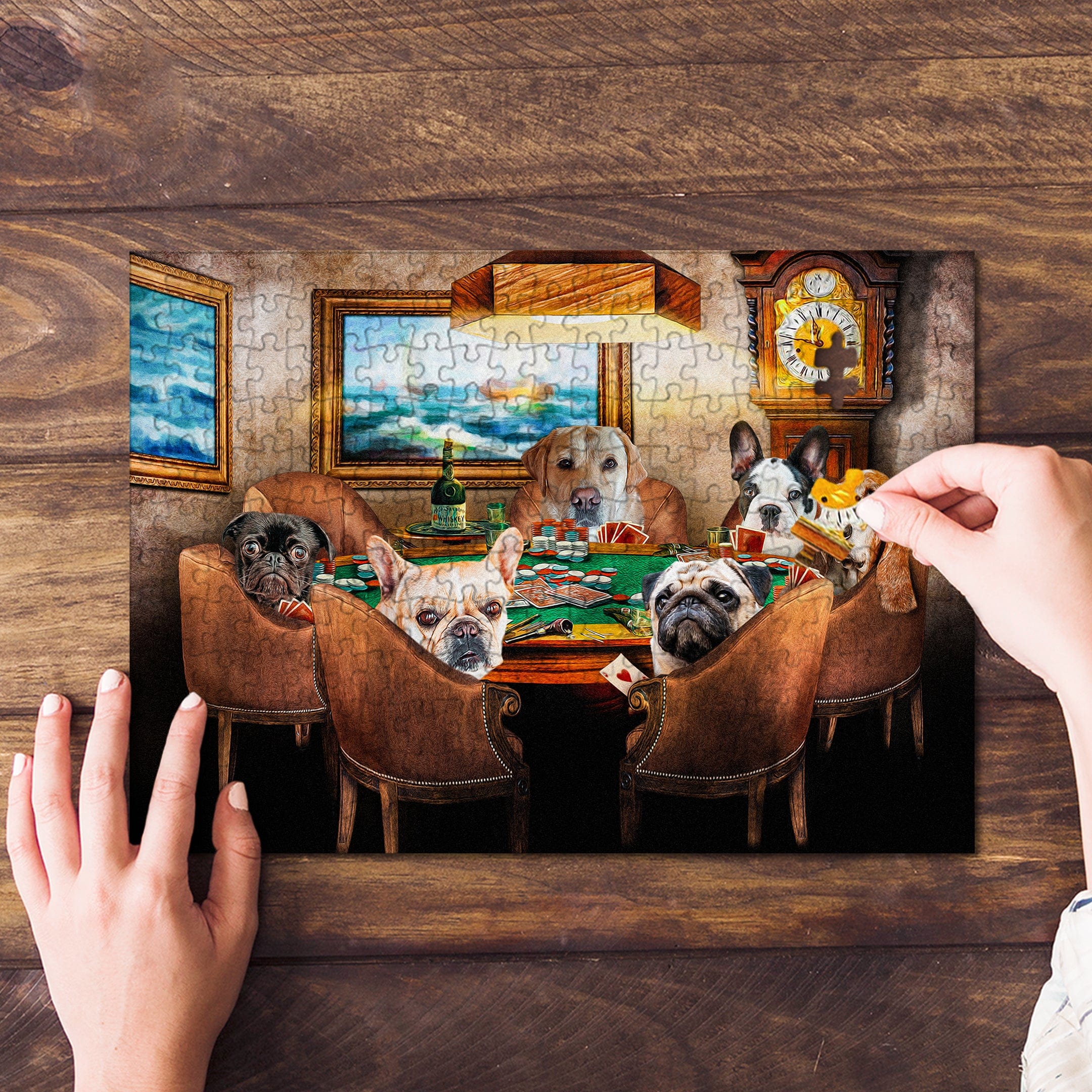 Puzzle personalizado de 6 mascotas &#39;The Poker Players&#39;