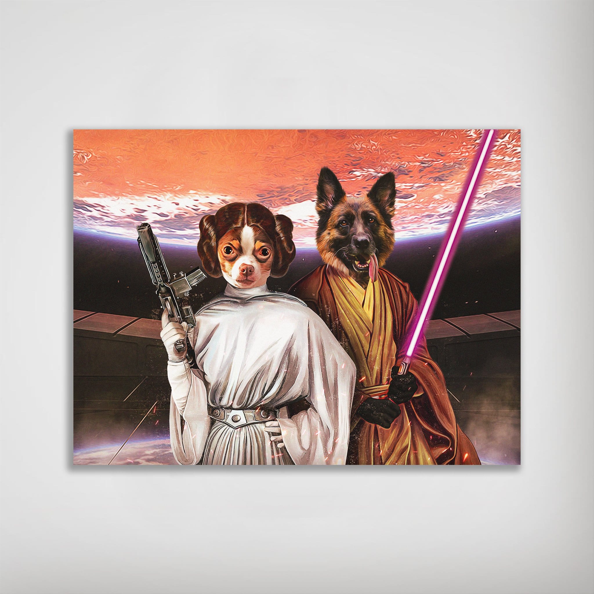 Póster personalizado de 2 mascotas &#39;Princesa Leidown y Jedi-Doggo&#39;