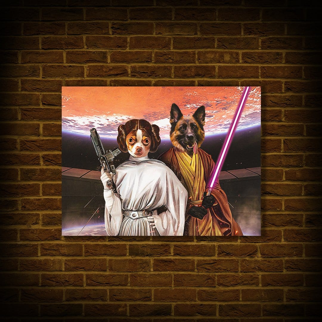 Póster personalizado de 2 mascotas &#39;Princesa Leidown y Jedi-Doggo&#39;