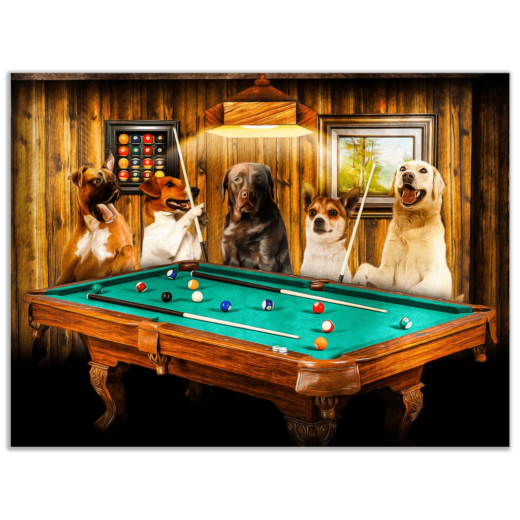 Póster personalizado de 5 mascotas &#39;The Pool Players&#39;