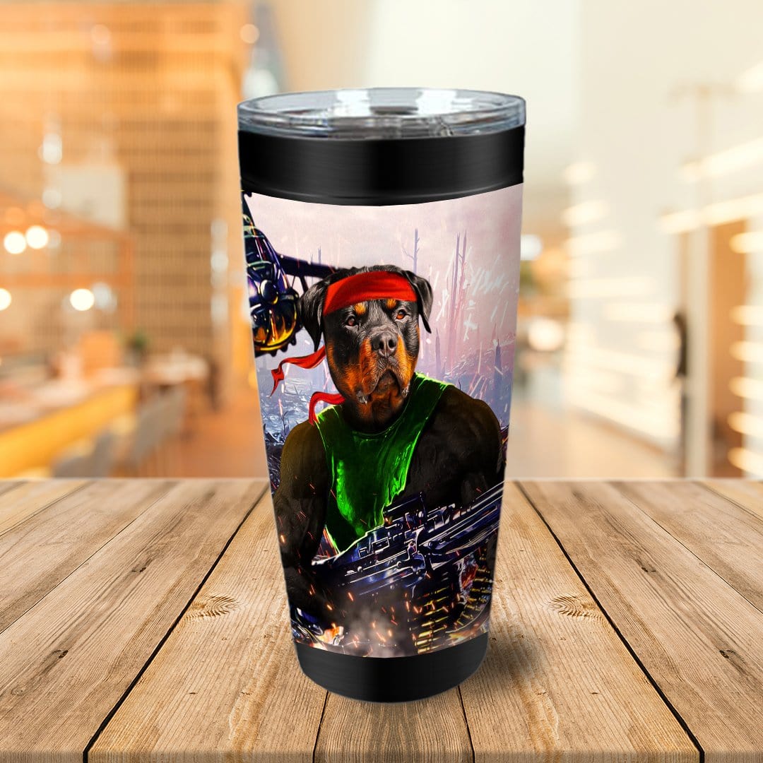 &#39;Rambo Doggo&#39; Personalized Tumbler