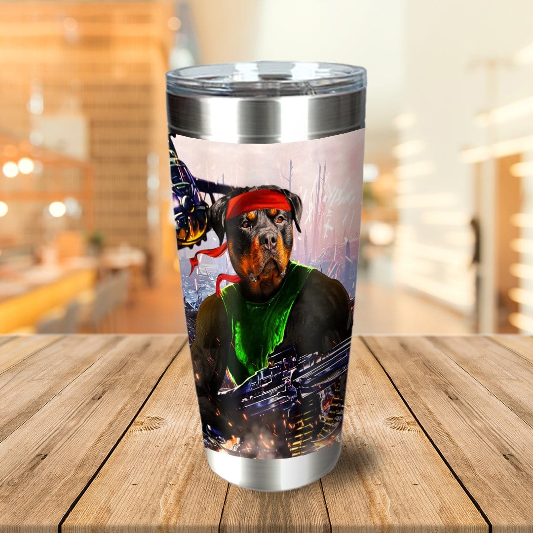 &#39;Rambo Doggo&#39; Personalized Tumbler