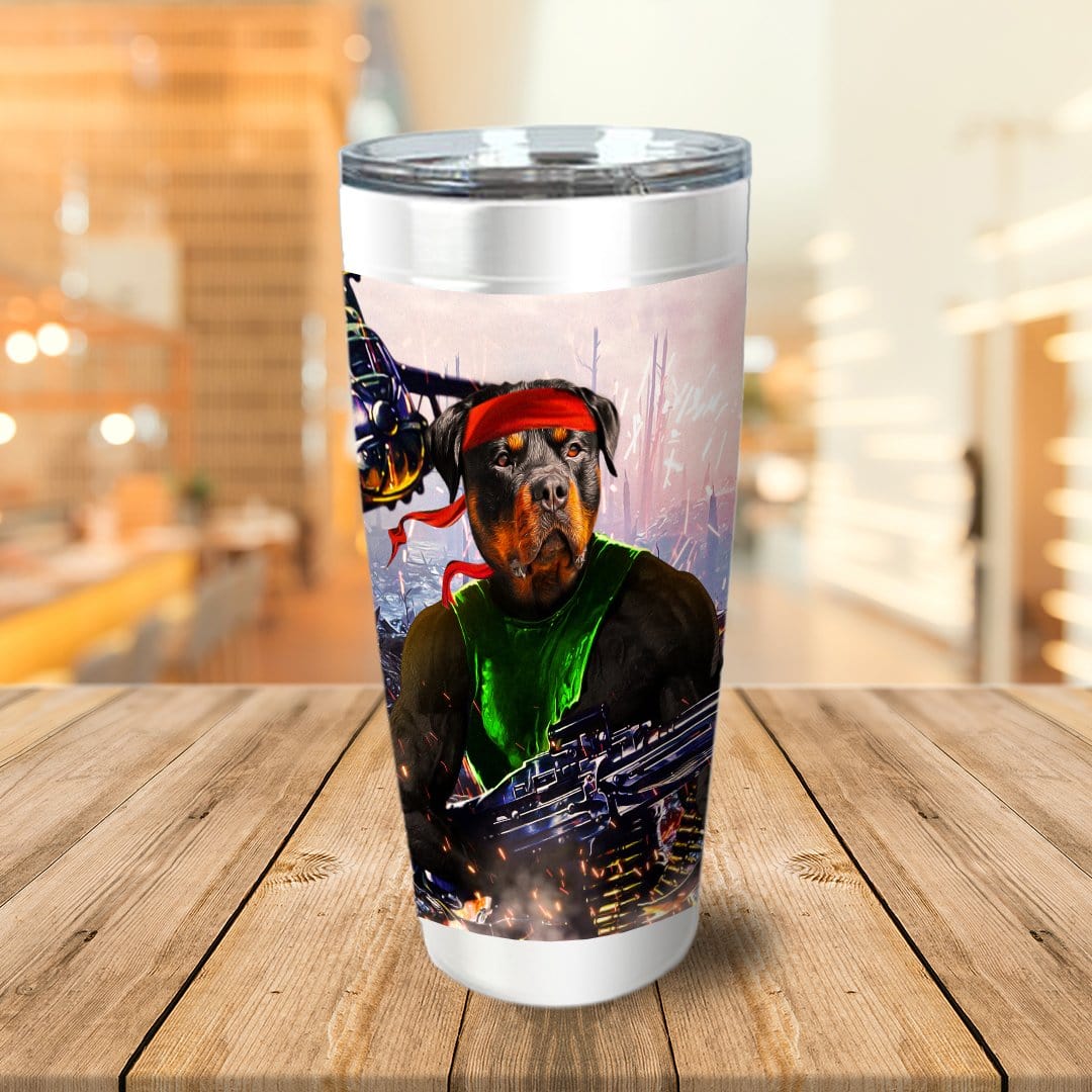 &#39;Rambo Doggo&#39; Personalized Tumbler