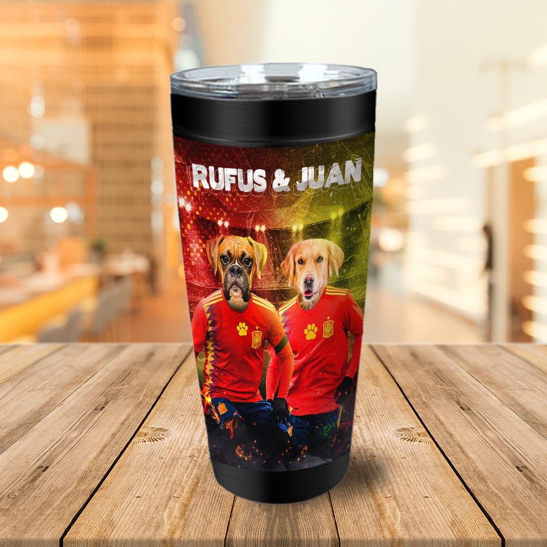 &#39;Spain Doggos Soccer&#39; Personalized 2 Pet Tumbler