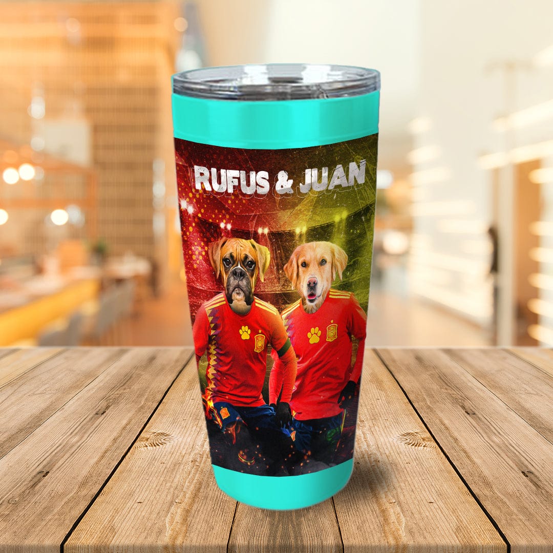 &#39;Spain Doggos Soccer&#39; Personalized 2 Pet Tumbler