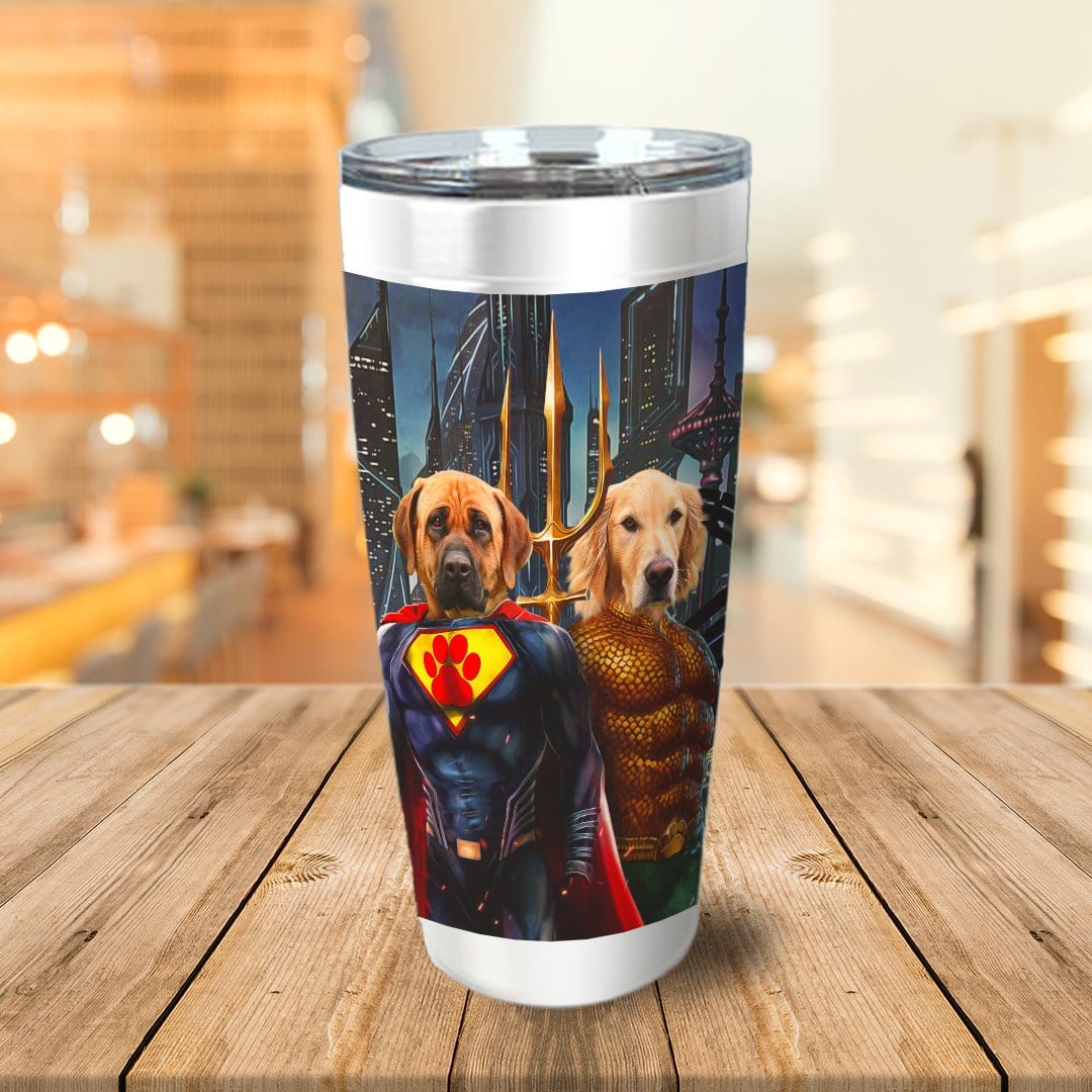 &#39;Superdog &amp; Aquadog&#39; Personalized 2 Pet Tumbler