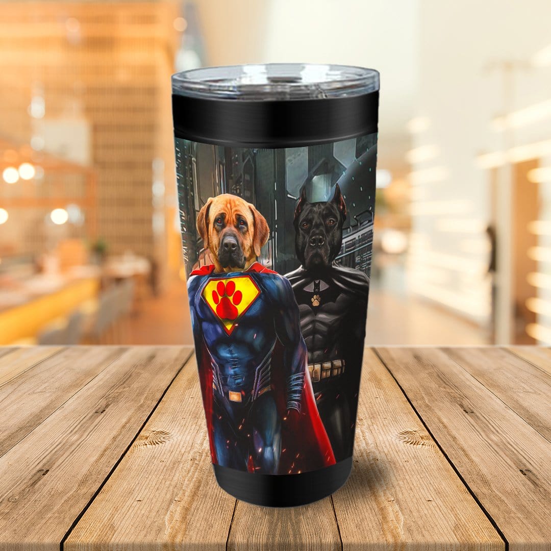 &#39;Superdog &amp; Batdog&#39; Personalized 2 Pet Tumbler