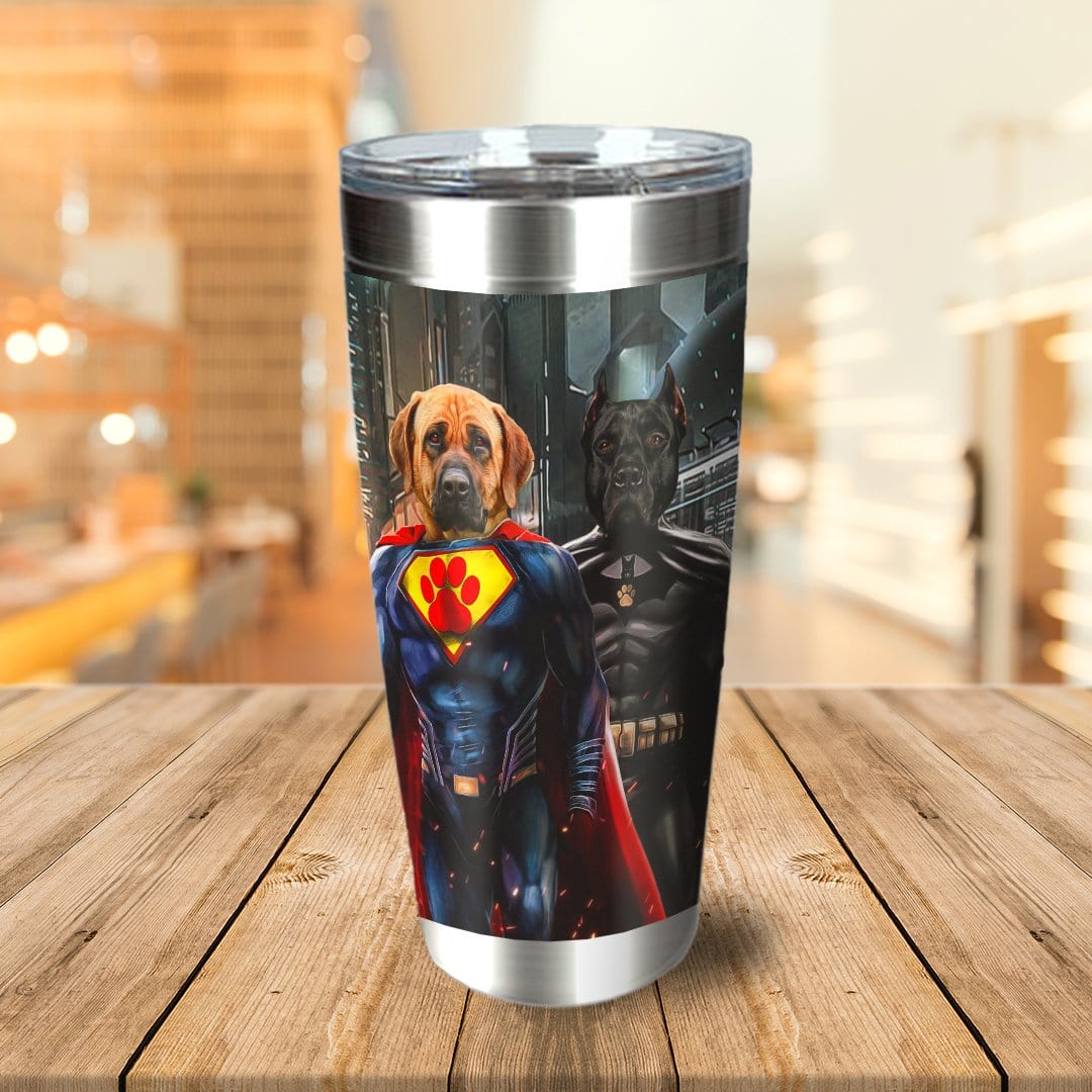 &#39;Superdog &amp; Batdog&#39; Personalized 2 Pet Tumbler