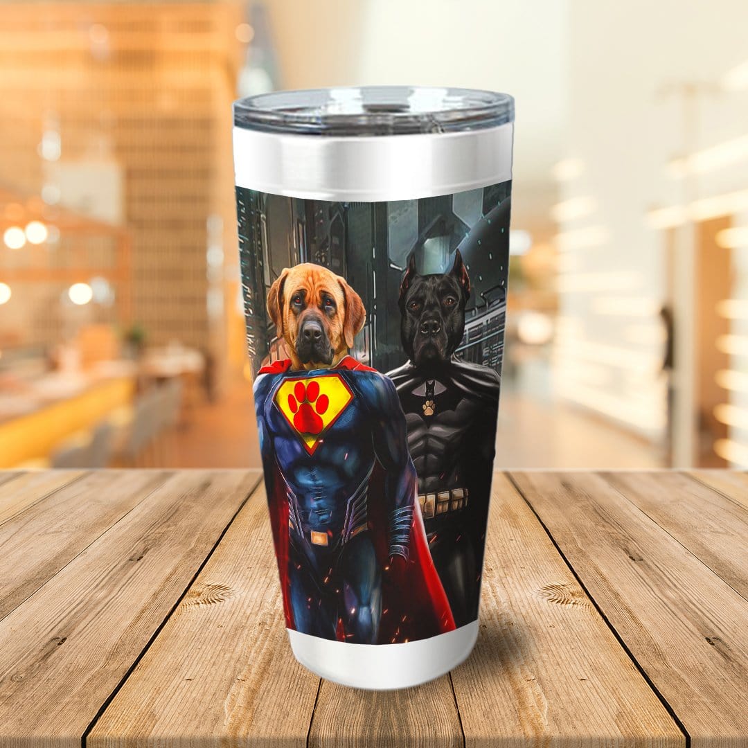 &#39;Superdog &amp; Batdog&#39; Personalized 2 Pet Tumbler