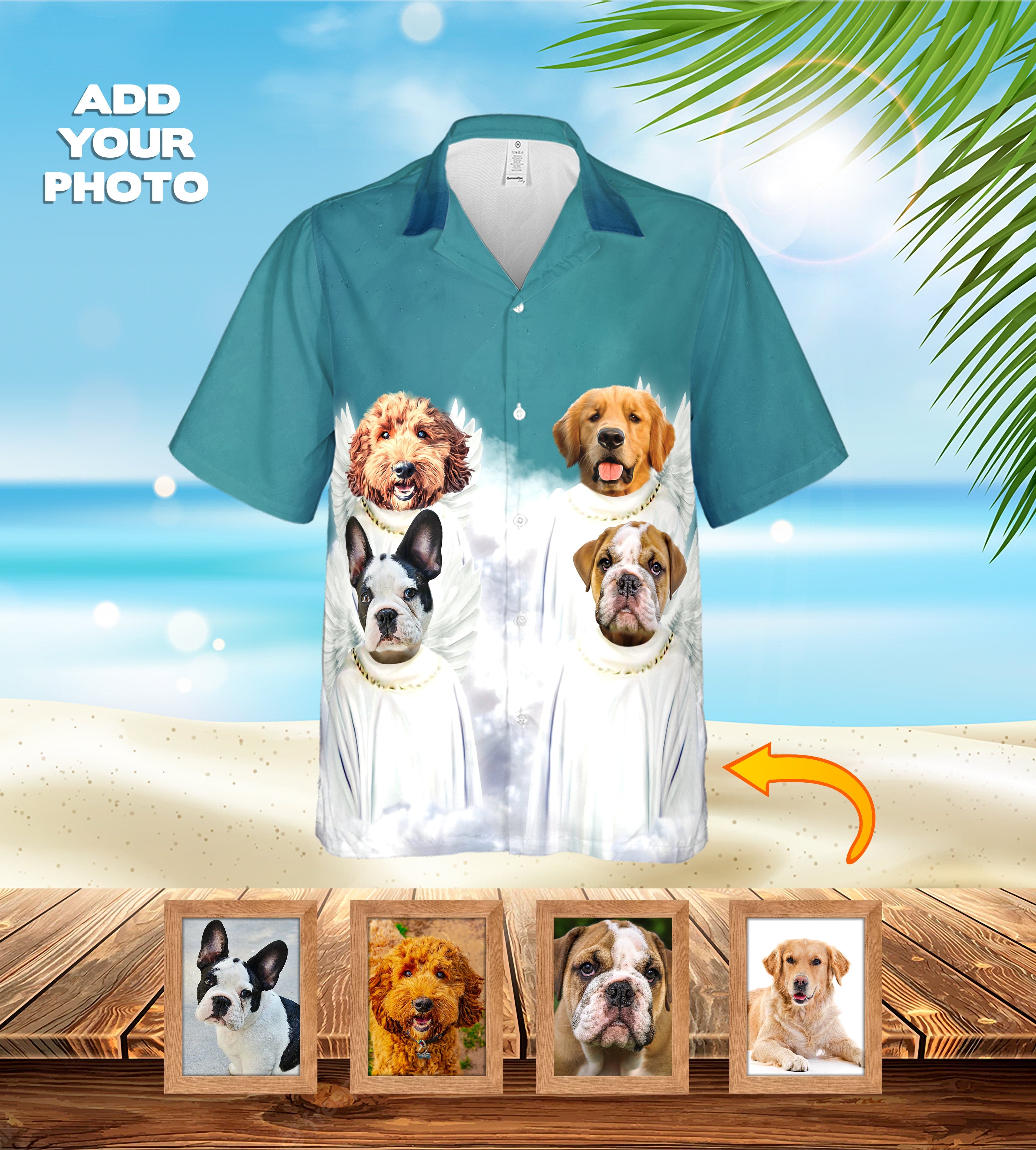 Camisa hawaiana personalizada (El(los) ángel(s): 1 - 4 mascotas)