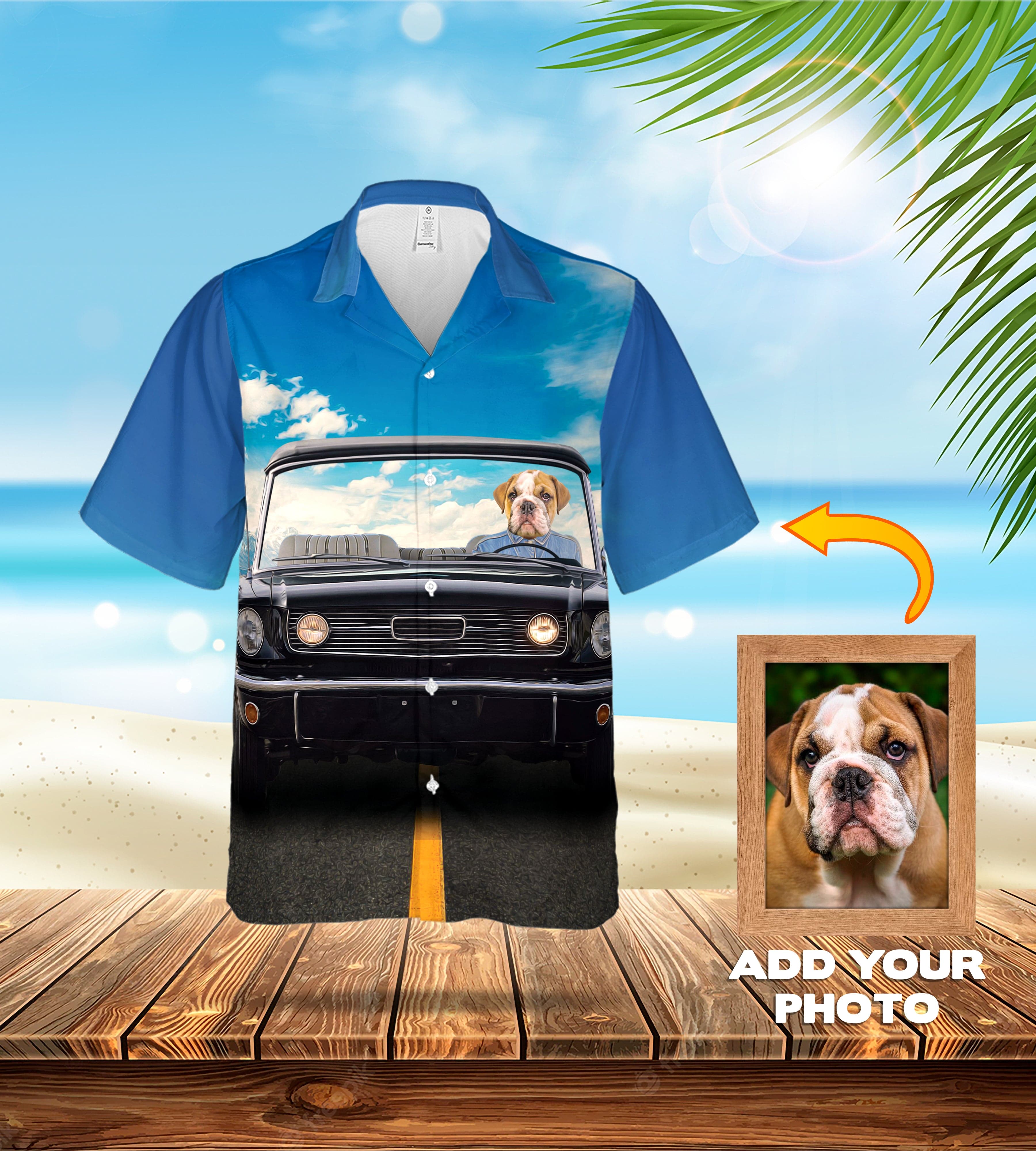 Camisa hawaiana personalizada (El clásico Woofstang: 1-4 mascotas)