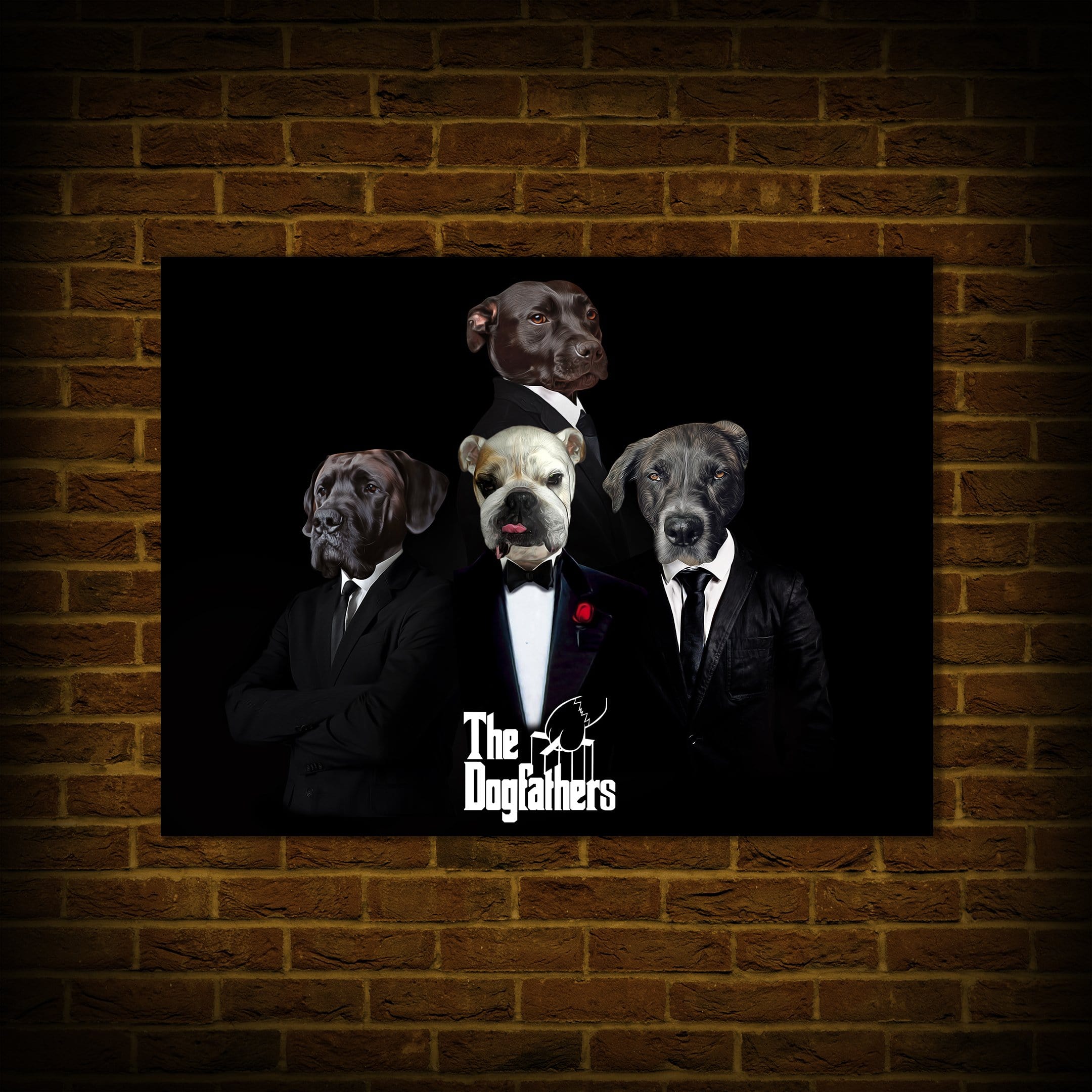 Póster personalizado con 4 mascotas &#39;The Dogfathers&#39;