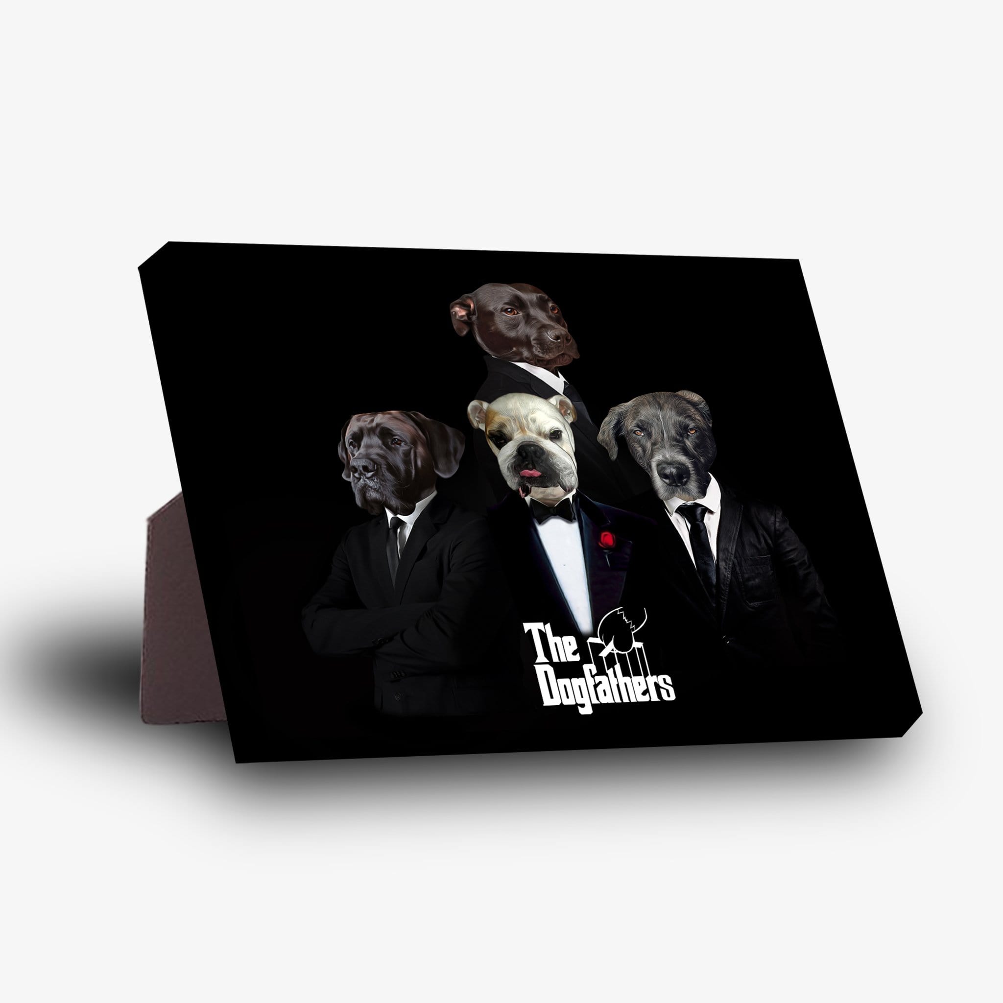 Lienzo personalizado con 4 mascotas de pie &#39;The Dogfathers&#39;