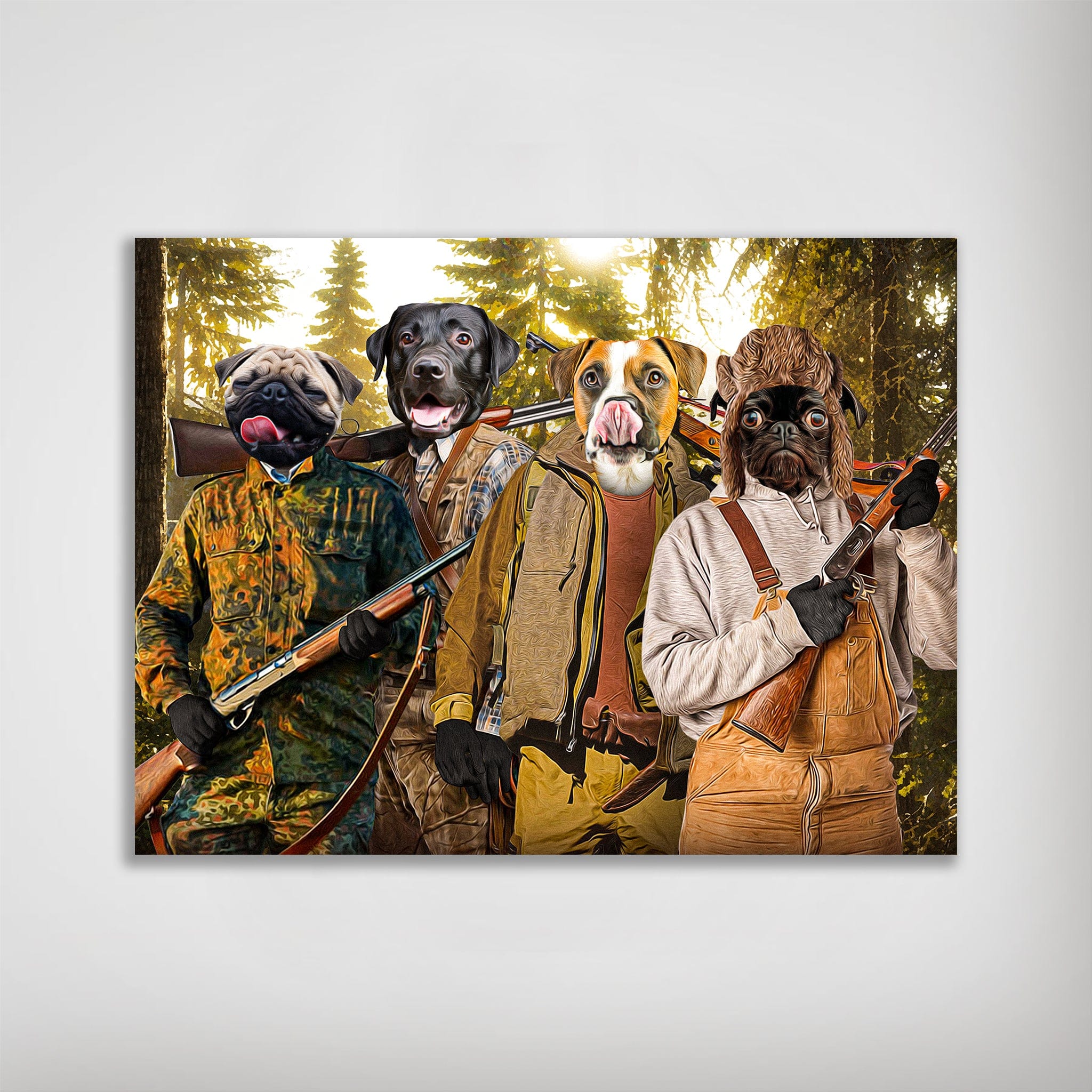 Póster personalizado de 4 mascotas &#39;Los Cazadores&#39;