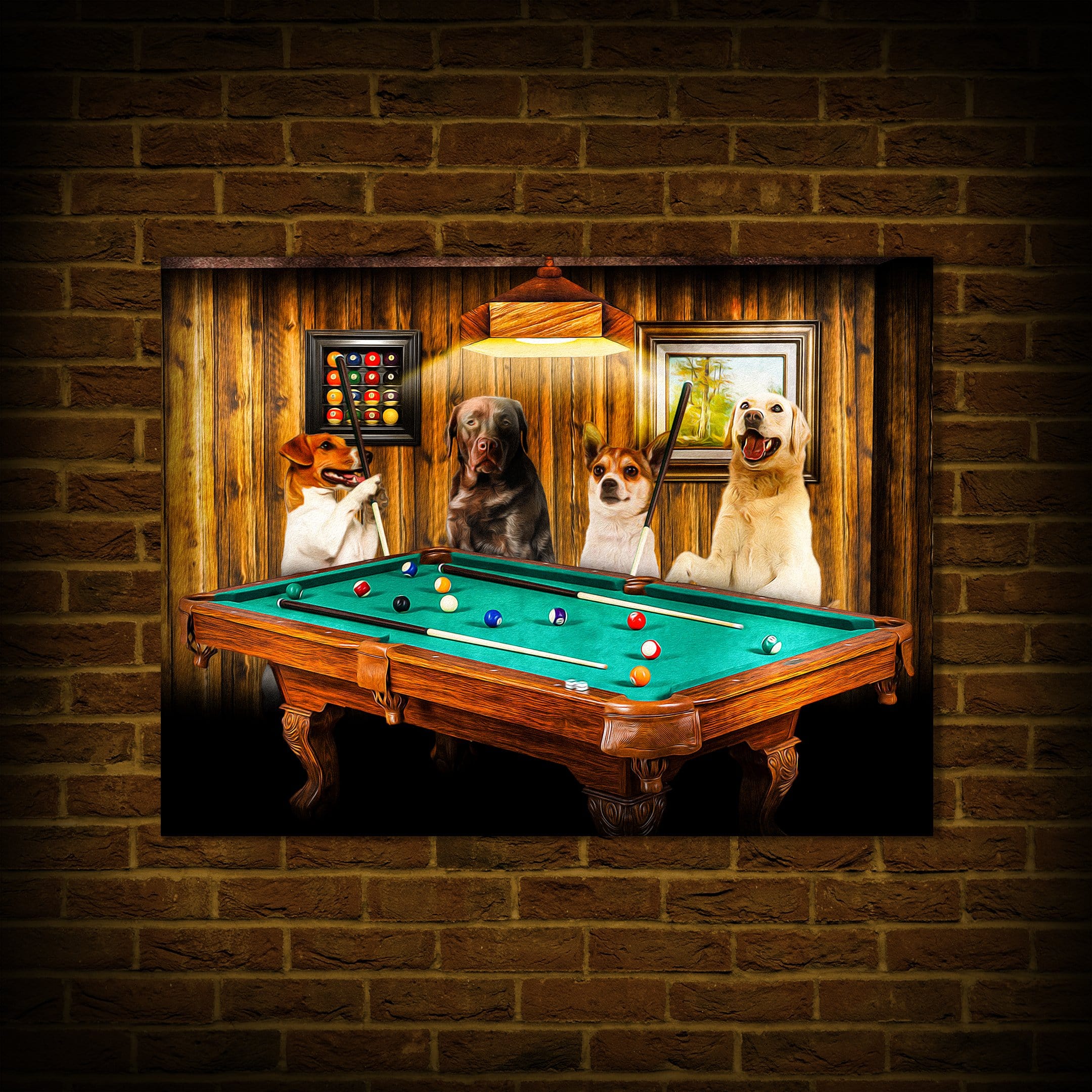 Póster personalizado de 4 mascotas &#39;The Pool Players&#39;