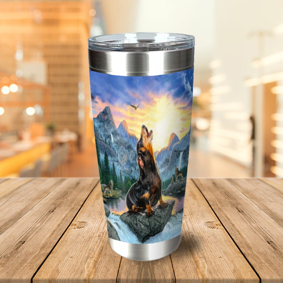 &#39;The Retro Wolf&#39; Personalized Tumbler