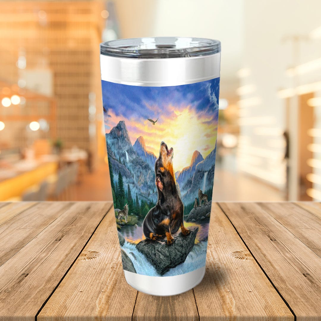 &#39;The Retro Wolf&#39; Personalized Tumbler