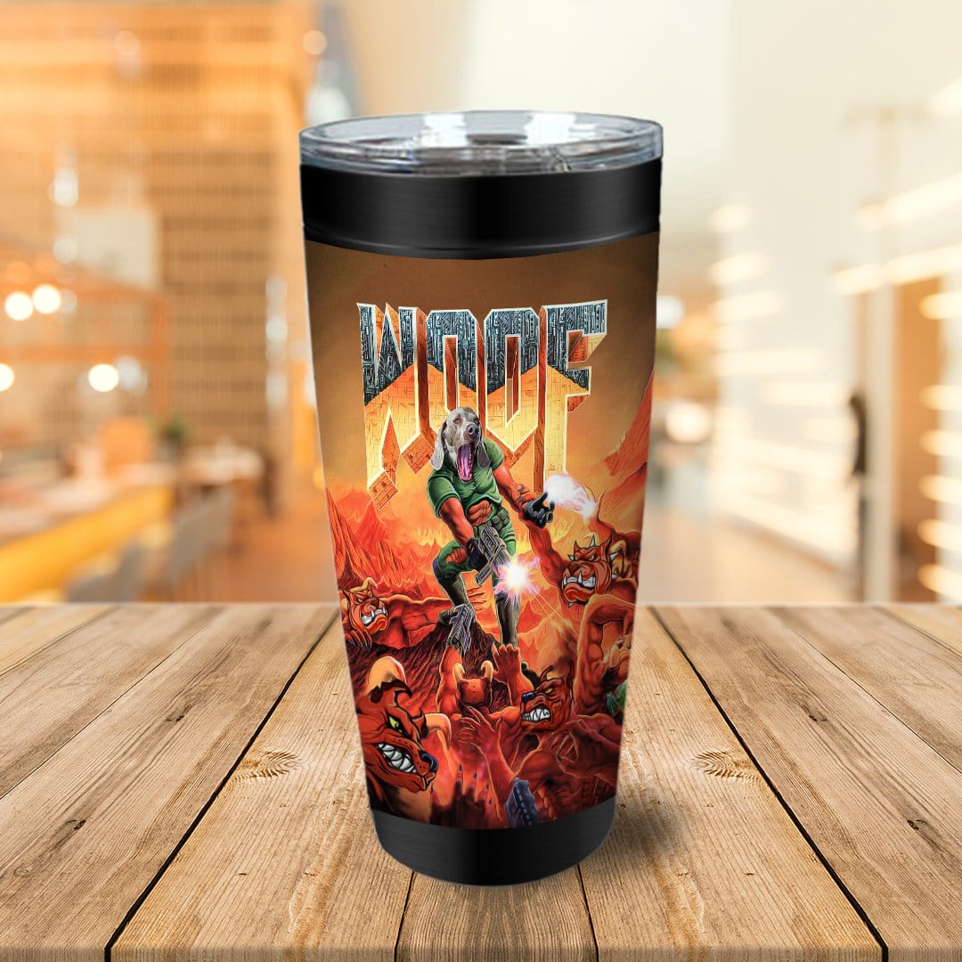 &#39;Woof&#39; Personalized Tumbler