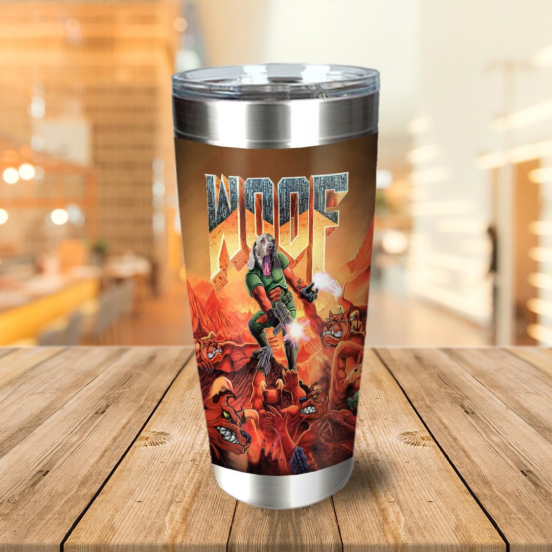 &#39;Woof&#39; Personalized Tumbler