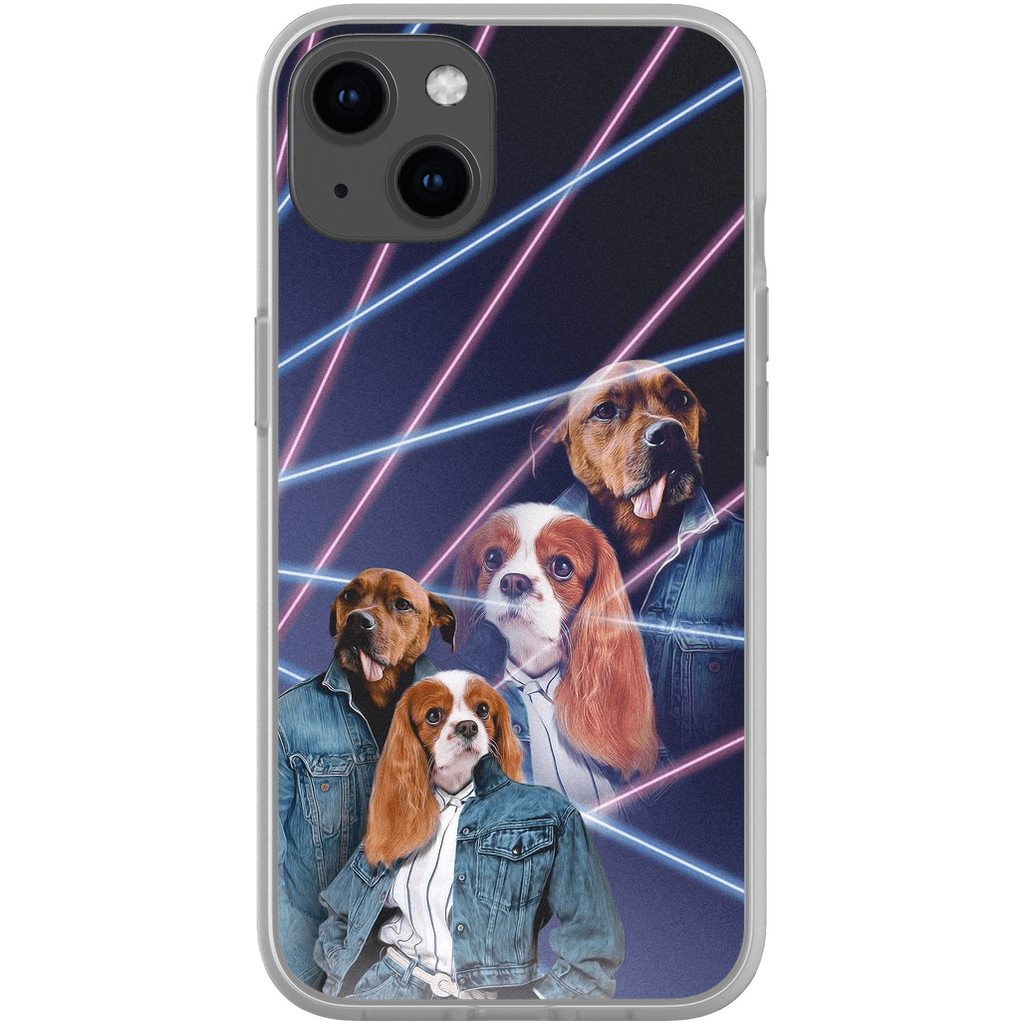 Funda personalizada para teléfono con 2 mascotas &#39;1980s Lazer Portrait&#39;