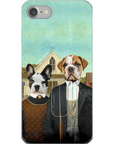 Funda personalizada para teléfono con 2 mascotas 'American Pawthic'