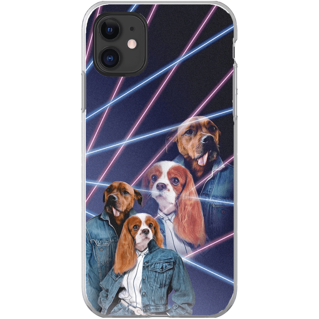 Funda personalizada para teléfono con 2 mascotas &#39;1980s Lazer Portrait&#39;