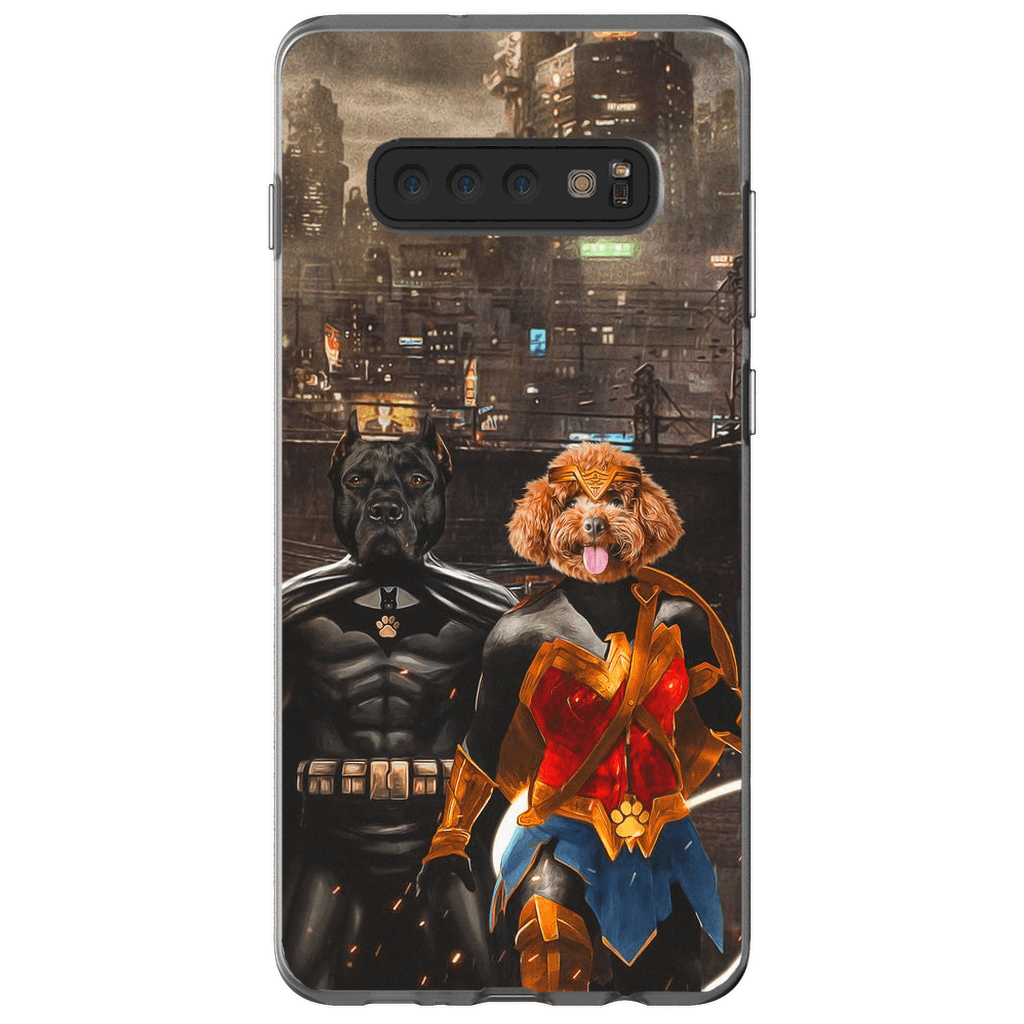 Funda personalizada para teléfono con 2 mascotas &#39;Batdog &amp;amp; Wonder Doggette&#39;