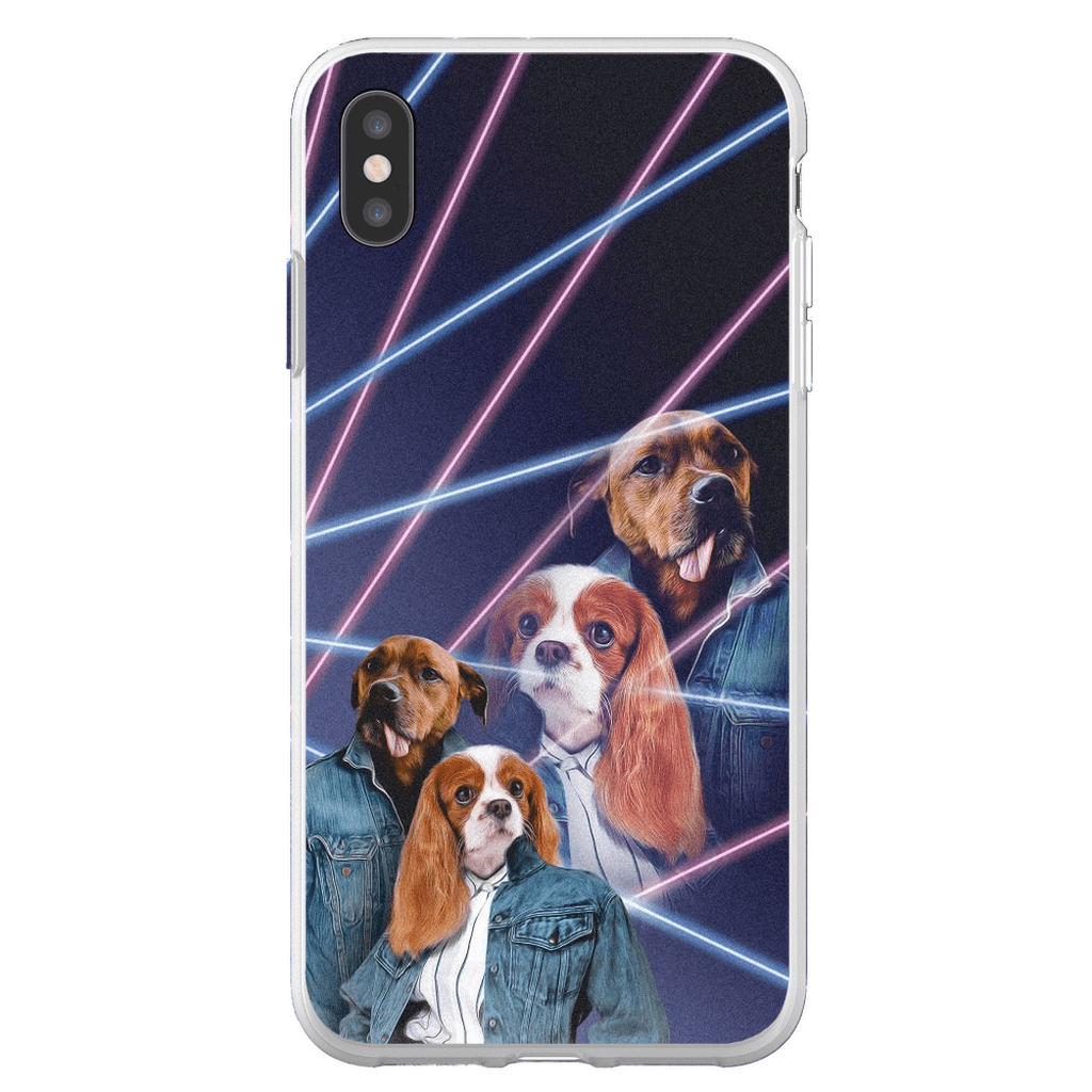 Funda personalizada para teléfono con 2 mascotas &#39;1980s Lazer Portrait&#39;