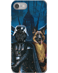 Funda personalizada para teléfono con 2 mascotas 'Darth Woofer &amp; Jedi-Doggo'