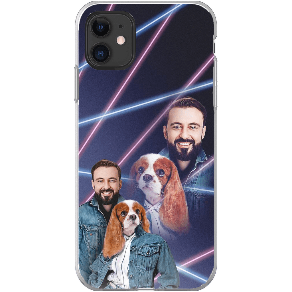 Funda para teléfono personalizada Lazer Portrait Pet (femenino)/humano (masculino) de los años 80