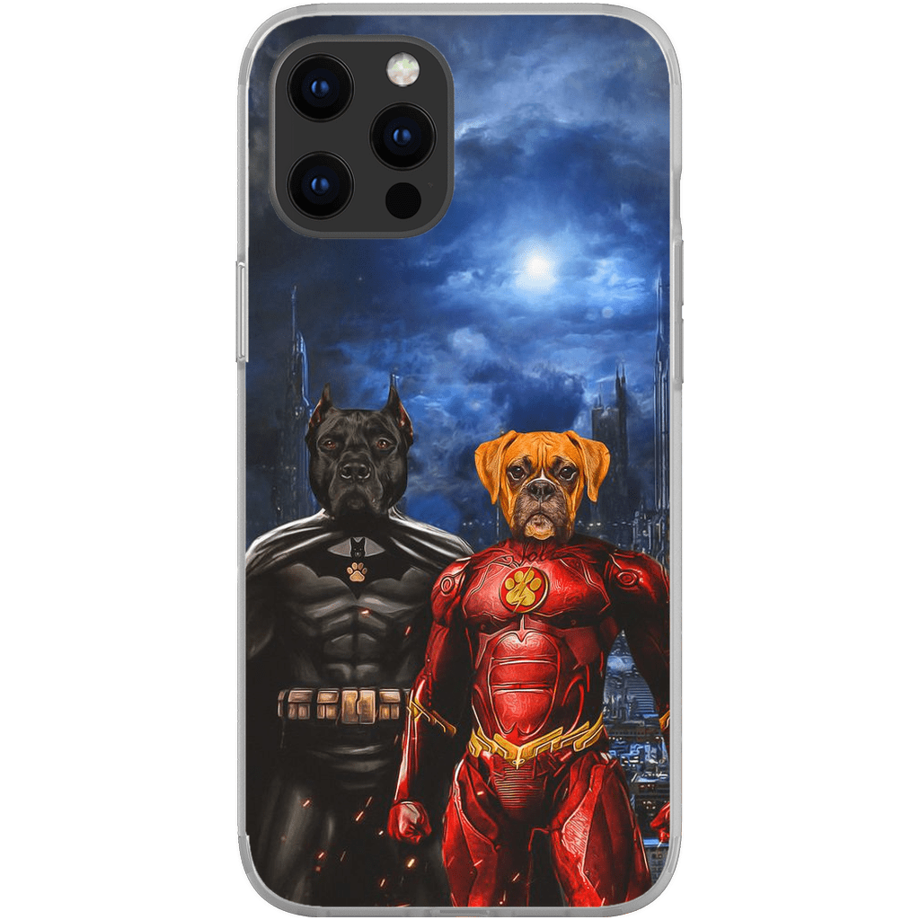 &#39;Batdog &amp; Flash Doggo&#39; Personalized 2 Pet Phone Case