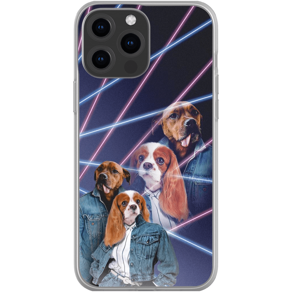 Funda personalizada para teléfono con 2 mascotas &#39;1980s Lazer Portrait&#39;