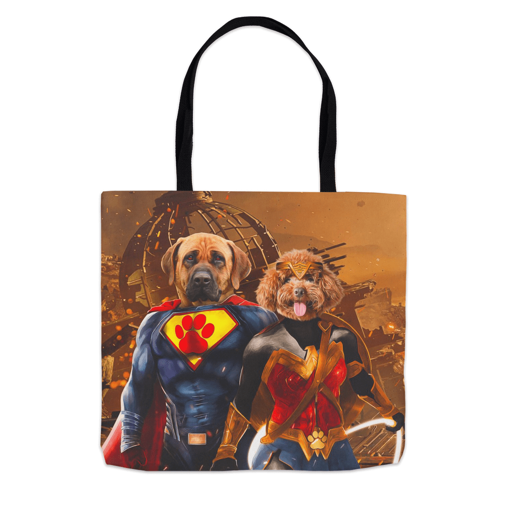 Bolsa de mano personalizada para 2 mascotas &#39;Superdog &amp;amp; Wonder Doggette&#39;