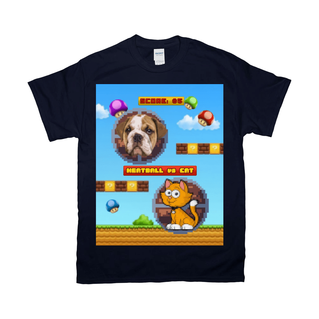 Camiseta personalizada para mascotas con videojuego retro