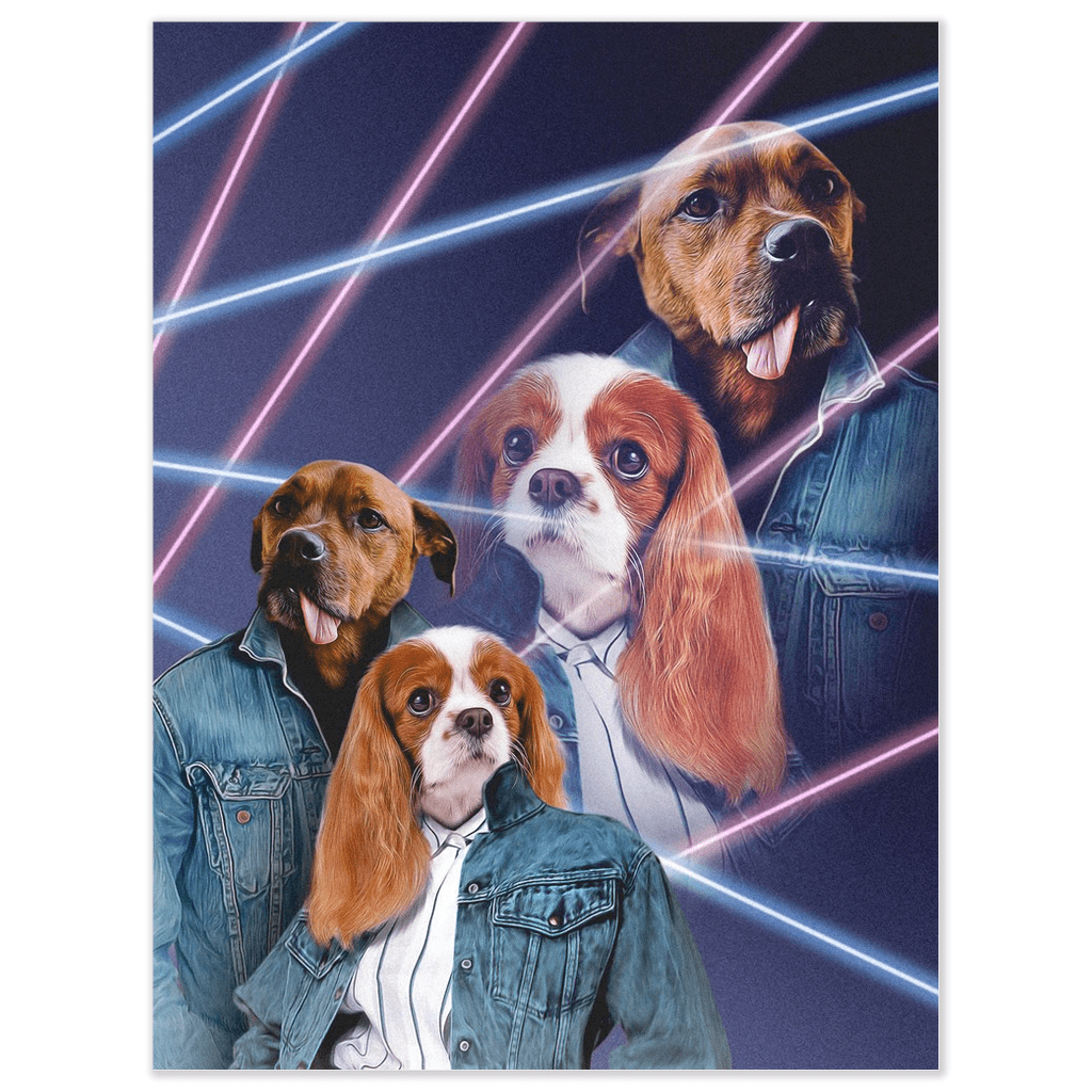 Póster personalizado con 2 mascotas &#39;Lazer Portrait de los años 80&#39;