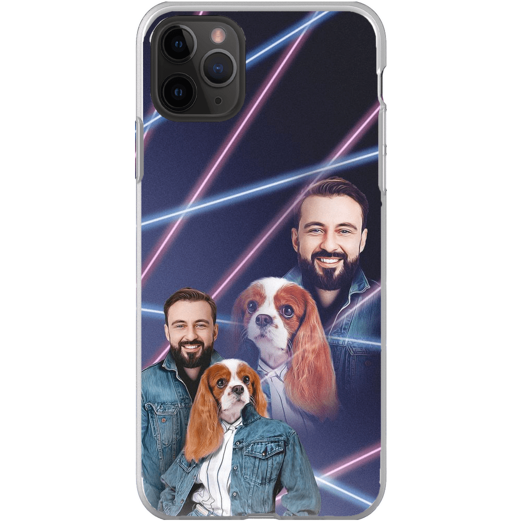 Funda para teléfono personalizada Lazer Portrait Pet (femenino)/humano (masculino) de los años 80