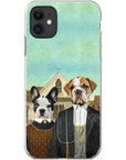 Funda personalizada para teléfono con 2 mascotas 'American Pawthic'