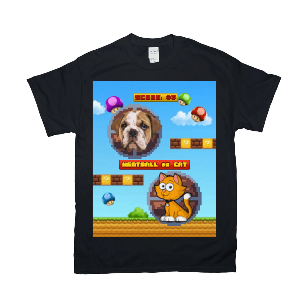 Camiseta personalizada para mascotas con videojuego retro