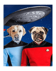 'Doggo-Trek' Lienzo personalizado para 2 mascotas de pie