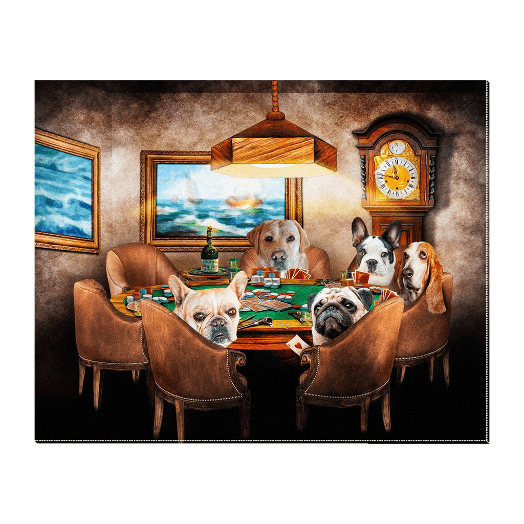 Lienzo personalizado con 5 mascotas de pie &#39;The Poker Players&#39;