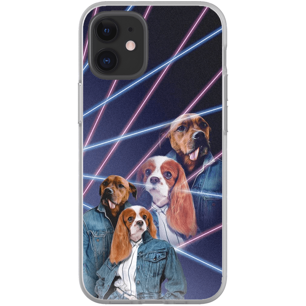 Funda personalizada para teléfono con 2 mascotas &#39;1980s Lazer Portrait&#39;