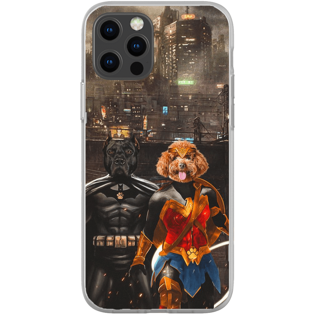 Funda personalizada para teléfono con 2 mascotas &#39;Batdog &amp;amp; Wonder Doggette&#39;