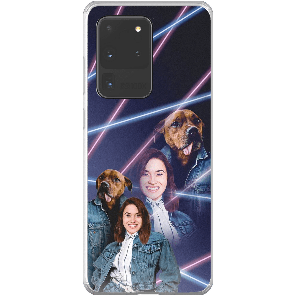 Funda para teléfono personalizada Lazer Portrait Pet (masculino)/humano (femenino) de los años 80